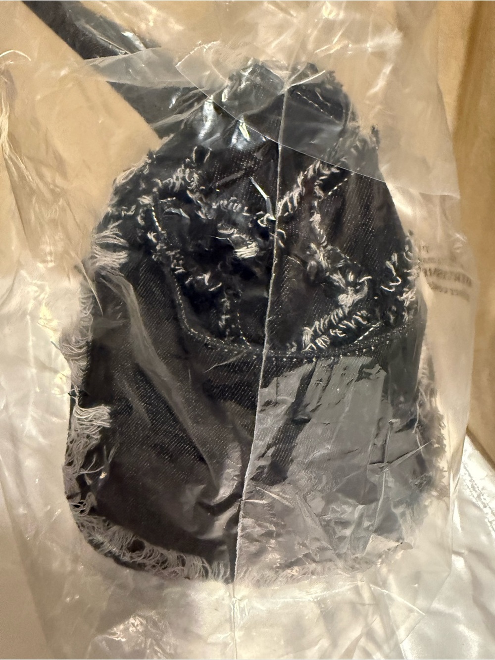 NWT Wildfox Black Frayed Denim Canvas Tote Bag Oversized Shopper $88 MSRP - Picture 5 of 7